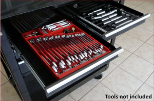 Tool Sorter wrench and socket organizers in toolchest drawer