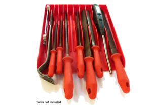 Tool Sorter pliers organizer loaded with a variety of tools